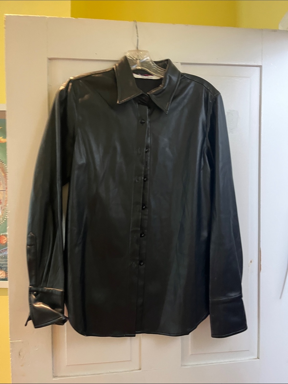 Robert Graham Black Faux Leather Button-Up Shirt